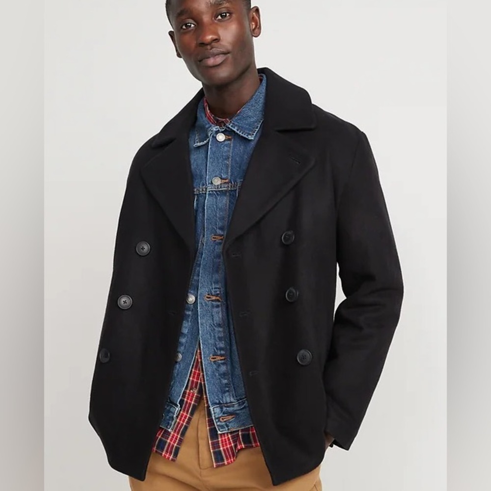 GAP Men's Classic Black Peacoat Wool Blend SZ. Medium